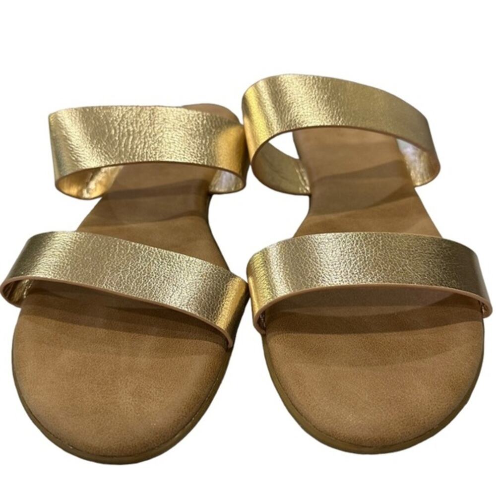 DB Studio gold 2 strap sandal flip flop flats size 10